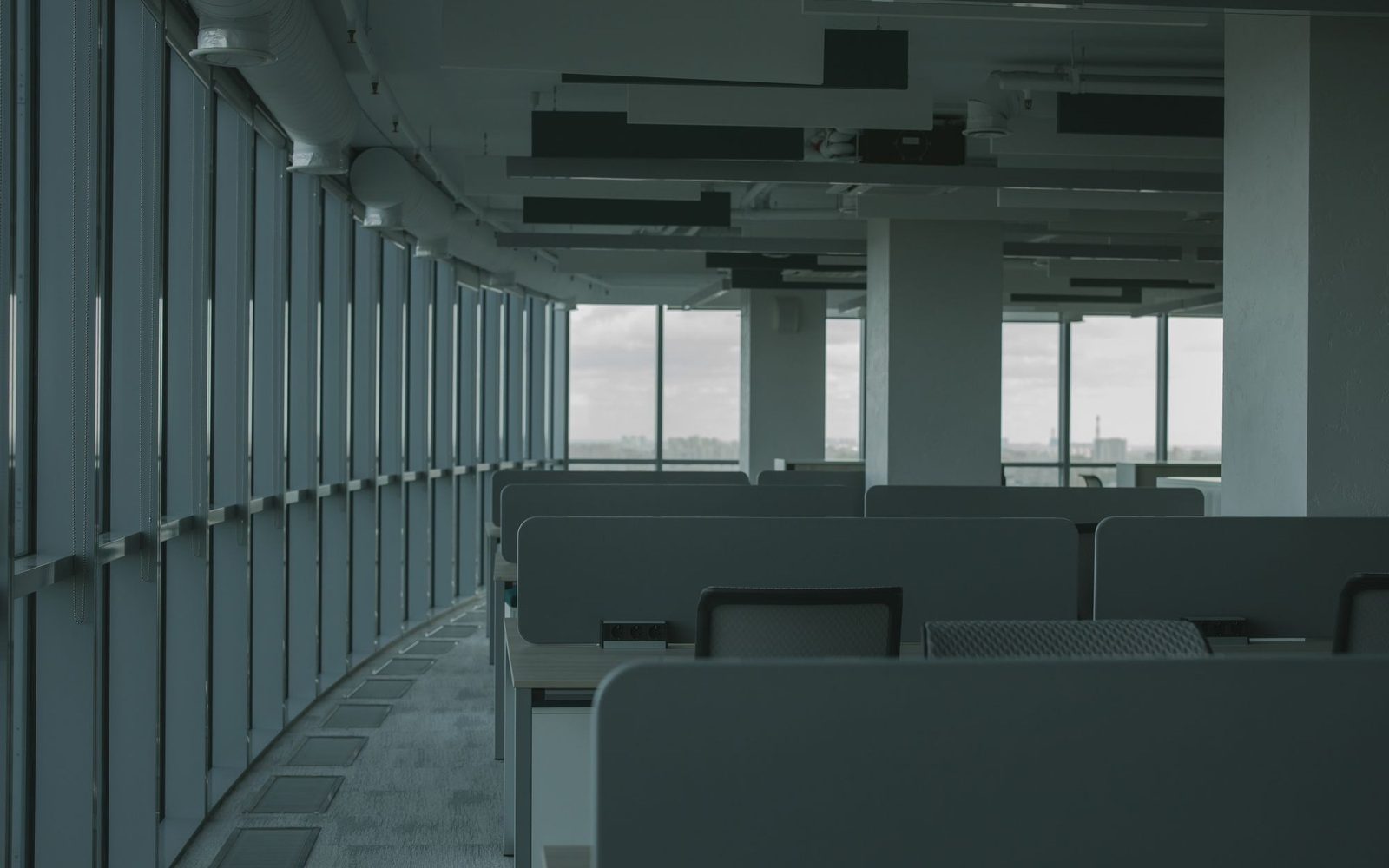 Empty open plan office interior ready for redecoration